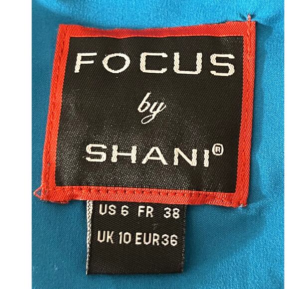 Focus by Shani dress laser cutting with flounce black blue size 6 - Picture 5 of 5